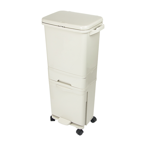 42L Rubbish Bin Waste Trash Can Pedal Recycling Kitchen Wheel 2 Compartment