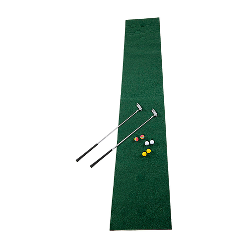 Golf Beer Pong Game Toy Set Green Golf Putting Matt with 2 Putters, 6 Balls