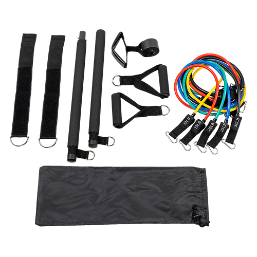 Exercise Pilates Bar Kit Resistance Bands Yoga Fitness Stretch Workout Gym