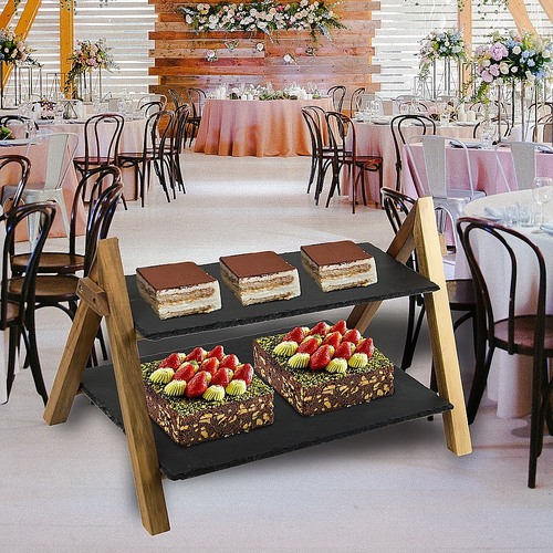 Party 2 Tier Cake Stand Slate Wedding Tiered Serving Stand Afternoon Tea