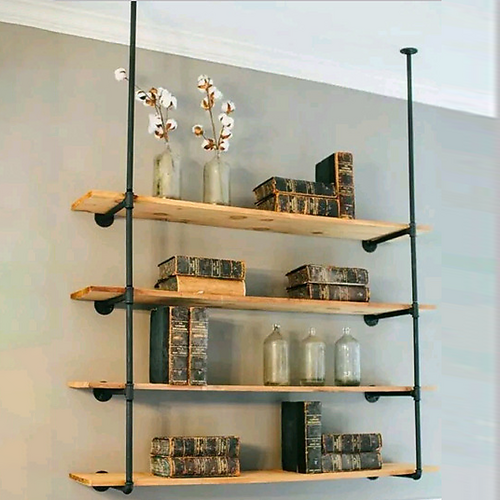 Wall Shelves Display Bookshelf Industrial DIY Pipe Shelf Rustic Brackets