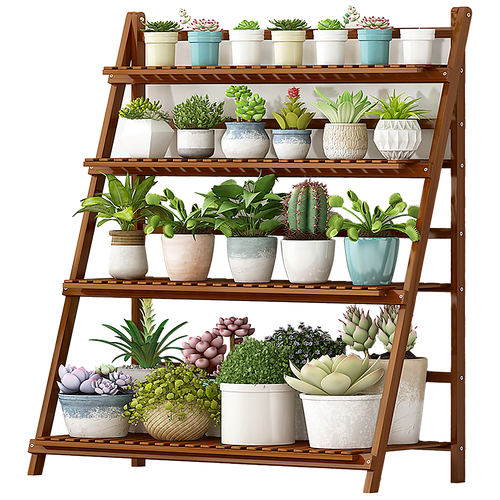 Plant Stand Outdoor Indoor Garden Wood Bamboo Shelf Folding 100CM Length