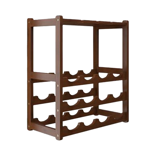 Wine Rack Free Standing 15 Bottles with 6 Glasses Holder Bamboo Wine Storage