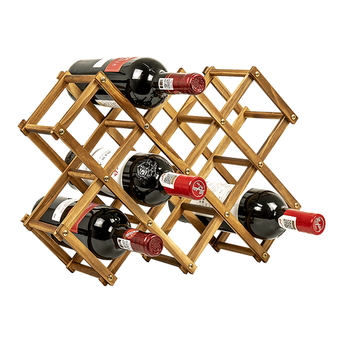 Wooden Wine Rack Freestanding 10 Bottles Countertop Storage