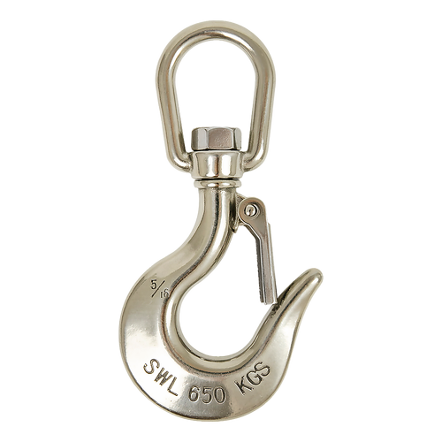 304 Stainless Steel Swivel Lift Clevis Chain Crane Hook with Safety Lock 650kg