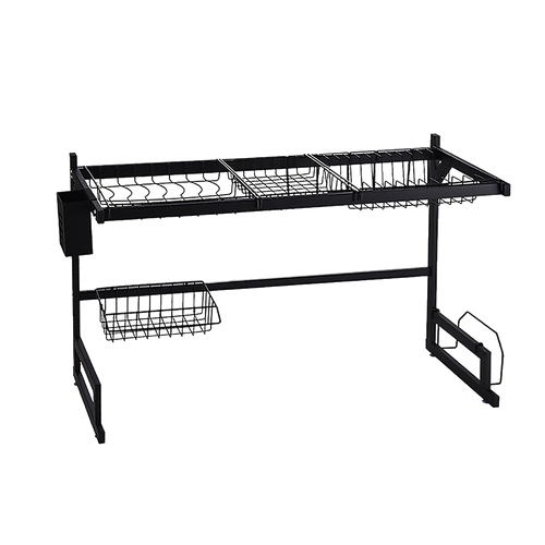 85cm Dish Drying Rack Drainer Over Sink Steel Cup Cutlery Organizer 2 Tier