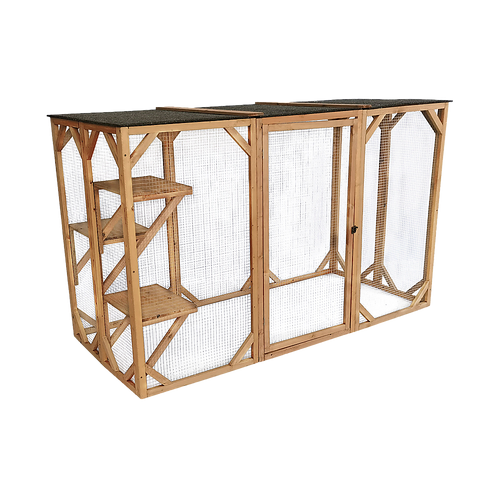 180cm Large Cat Enclosure Wooden Outdoor Cage with 3 Platforms