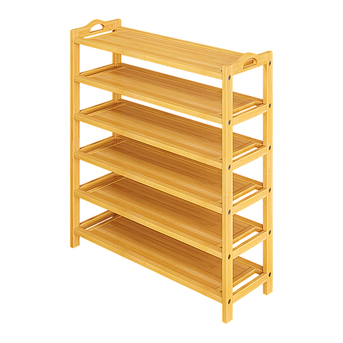 6 Layers Natural Wood Bamboo Shelf Entryway Storage Shoe Rack Home Furniture