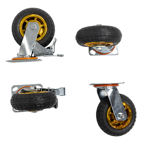 Castor Wheels 4 x 6" 150mm Swivel Silent Caster 2 Brakes 800KG