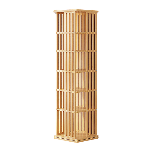 360 Rotating Bookshelf Bamboo Storage Display Rack Shelving in Wood
