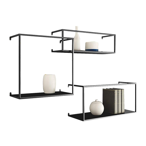 Floating Shelves Retro Industrial Ledge Black Metal Display Stand
