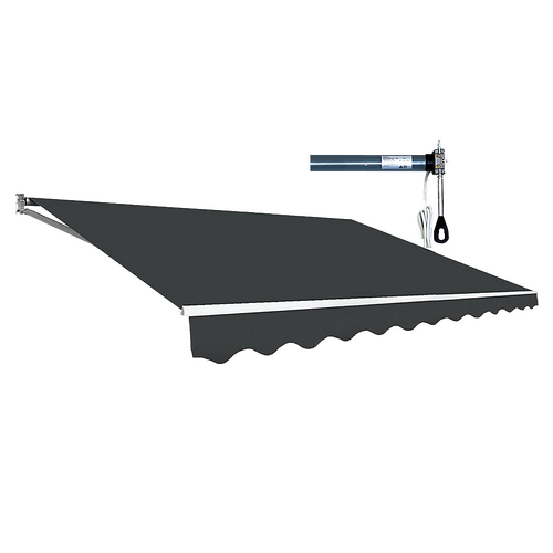Motorised Outdoor Folding Arm Awning Retractable Sunshade Canopy Grey 4.0m x 2.5m