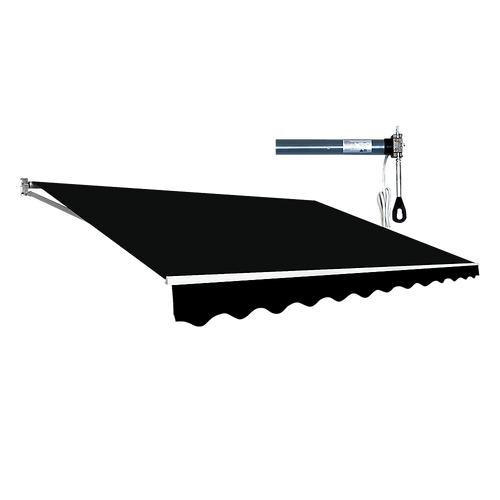 Motorised Outdoor Folding Arm Awning Retractable Sunshade Canopy Black 4.0m x 2.5m