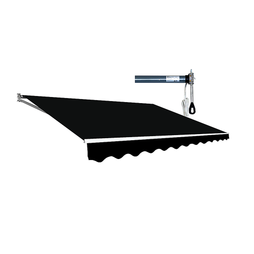 Motorised Outdoor Folding Arm Awning Retractable Sunshade Canopy Black 4.0m x 3.0m