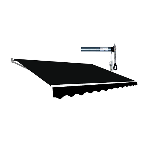 Motorised Outdoor Folding Arm Awning Retractable Sunshade Canopy Black 5.0m x 2.5m