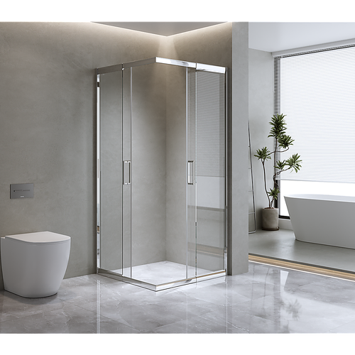 Adjustable 1200x1100mm Double Sliding Door Glass Shower Screen in Chrome