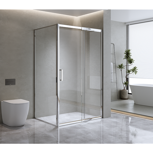 150mm Adjustable (1700x1010mm) Single Door Corner Sliding Glass Shower Screen in Chrome