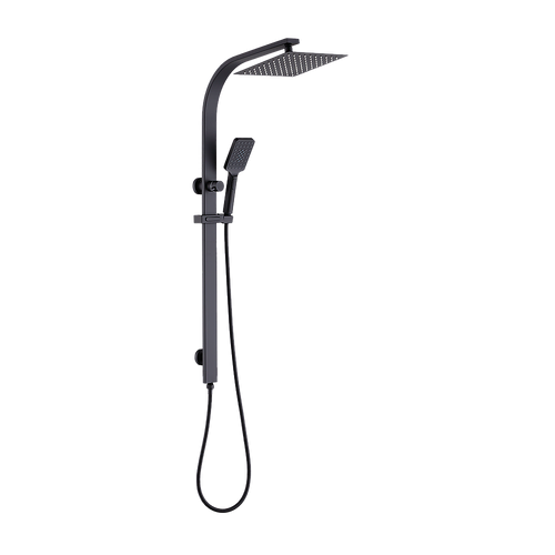 WELS 10" Rain Shower Head Set Square Dual Heads High Pressure with Handheld in Black