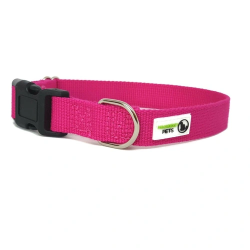 100% Pure Bamboo Fibre Dog Collar Plastic Buckle - Moondidley Pets Large Pink