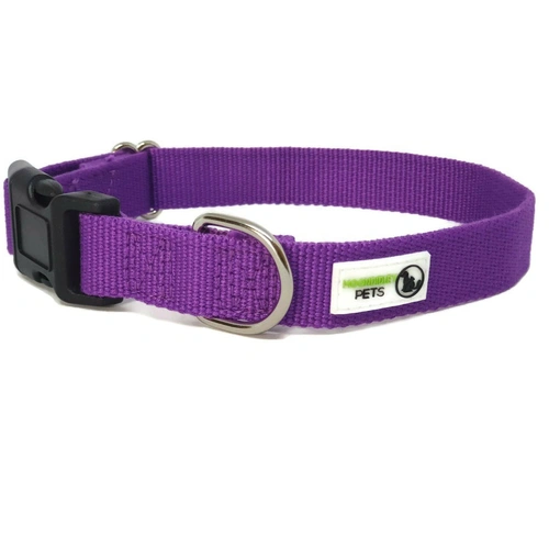100% Pure Bamboo Fibre Dog Collar Plastic Buckle - Moondidley Pets Large Purple
