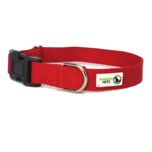 100% Pure Bamboo Fibre Dog Collar Plastic Buckle - Moondidley Pets Large Red