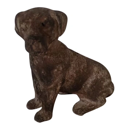 Aged Cast-Iron Sitting Dog Decoration 13x13cm