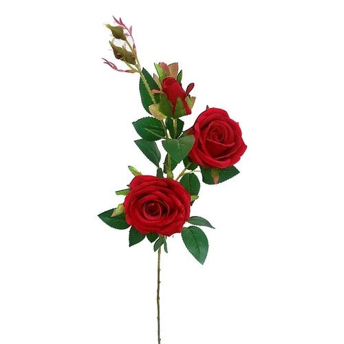 bulk 12 Artificial Red Rose 2 Heads & 1 Bud 91cm