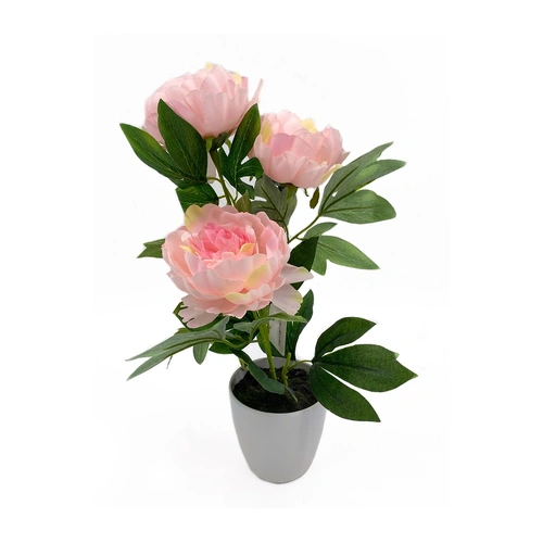 Artificial 3 Stem Peony In Plastic Pot 15x44cm