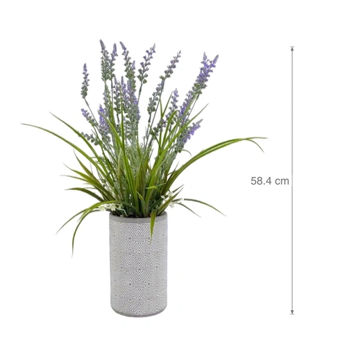 Artificial Lavender in Cement Pot 58cm