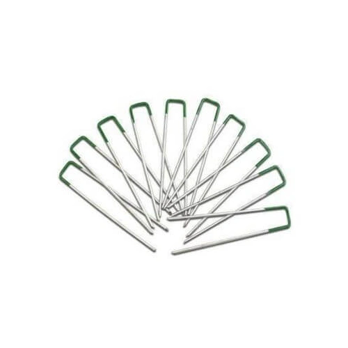 Artificial Grass Roll Pegs / Fake Grass Galvanized Metal Pegs with Green Top 10 Pieces