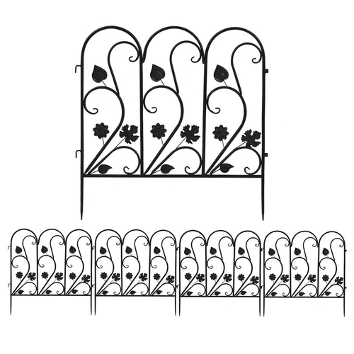 5-Piece Decorative Garden Fence Black Metal Wire Patio