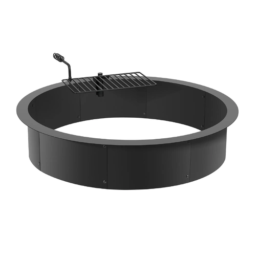 Fire Pit Ring, Fire Pit Insert with Barbecue Fire Ring, 40-In Outer/36-In Inner Diameter, 8.5in Height, Carbon Steel Liner DIY Campfire Ring above/In-
