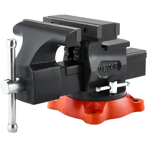 Bench Vise, 140 mm Jaw Width, 140 mm Max Jaw Opening Multipurpose Vise with 360° Swivel Locking Base, 73 mm Throat, Heavy Duty Ductile Iron Workbench 