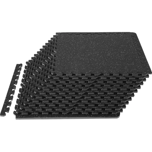 VEVOR 12 PCS 14 mm Thick Gym Floor Mats, 24" x 24" EVA Foam & Rubber Top Interlocking Workout Floor Mats with 4.5 m² Coverage, Waterproof Exercise Puz