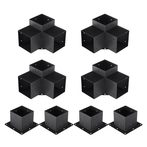 VEVOR Pergola Bracket Kit 152.4 x 152.4 mm, 8pcs 3-Way Heavy Duty Corner Bracket Woodworks DIY Post Base, Easy Installation Wooden Beams for Gazebos, 