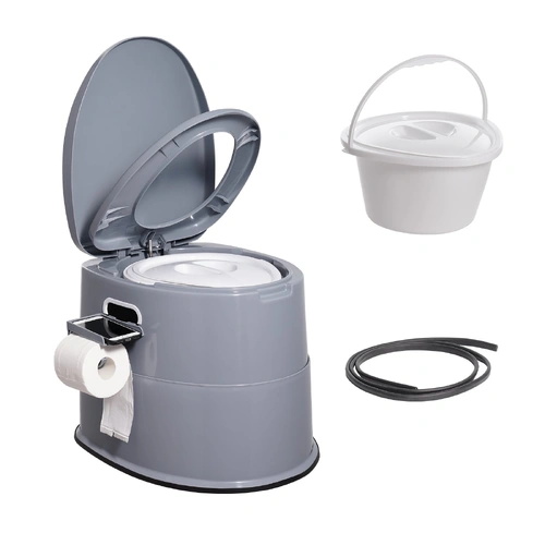VEVOR Portable Toilet for Camping, Porta Potty with 5L Detachable Inner Bucket & Removable Paper Holder, Commode with Dual Lids, Travel Toilet for Adu