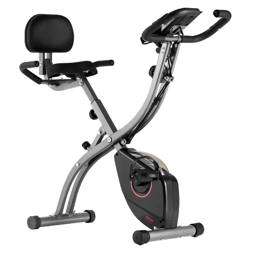 VEVOR Folding Exercise Bike, Foldable Fitness Stationary Bike, Adjustable Magnetic Resistance Stationary Bike, Upright Indoor Cycling Bike for Home Gy