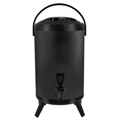 10L Stainless Steel Insulated Milk Tea Barrel Hot and Cold Beverage Dispenser Container with Faucet Black