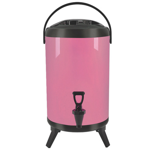 10L Stainless Steel Insulated Milk Tea Barrel Hot and Cold Beverage Dispenser Container with Faucet Pink