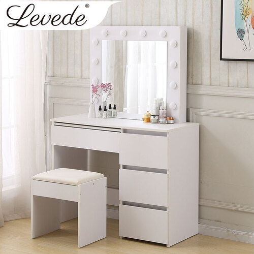 Levede Dressing Table tool Set LED Makeup Mirror Jewellery organizer Cabinet With 12 Bulbs Type2