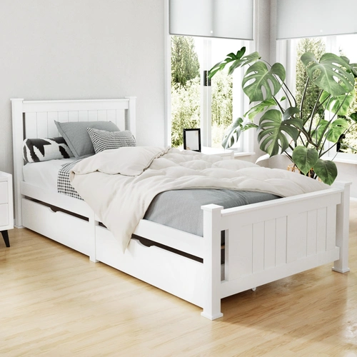 Cassilis Wooden Bed Frame Timber Single Size RIO Kids Adults Storage Drawers Base