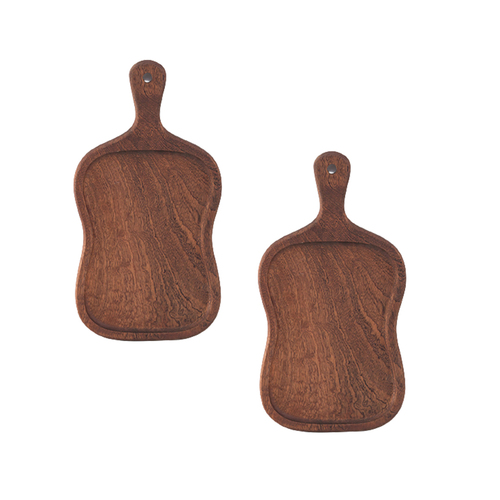 2X 18cm Brown Wooden Serving Tray Board Paddle with Handle Home Decor