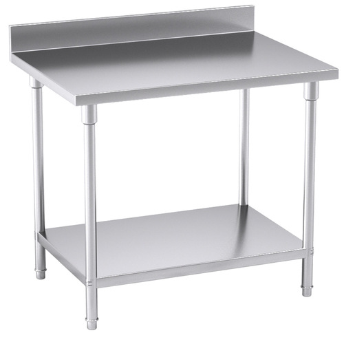 Commercial Catering Kitchen Stainless Steel Prep Work Bench Table with Back-splash 100*70*85cm