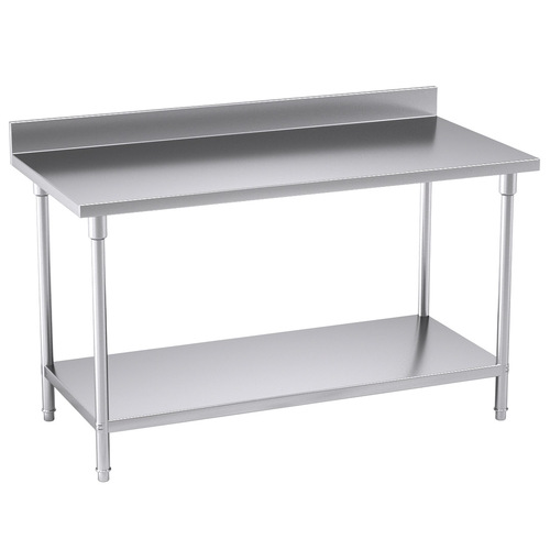 Commercial Catering Kitchen Stainless Steel Prep Work Bench Table with Back-splash 150*70*85cm