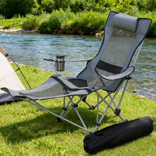 Weisshorn Camping Chair Adjustable Reclining Portable Outdoor Folding Chair Grey