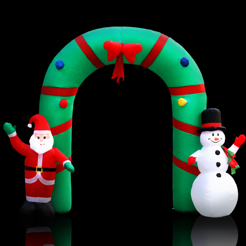 2.8M Christmas Inflatable Giant Arch Way Santa Snowman Light Decor