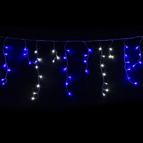 800 LED Christmas Icicle Lights White and Blue