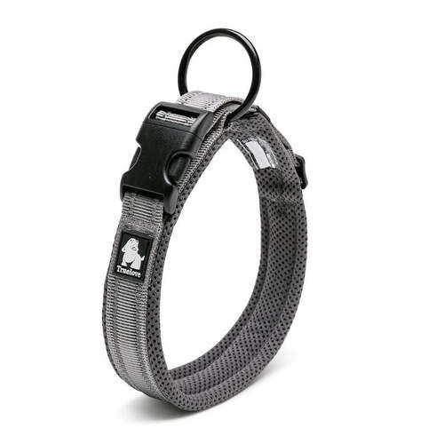  Heavy Duty Reflective Dog Collar - Grey, 3XL