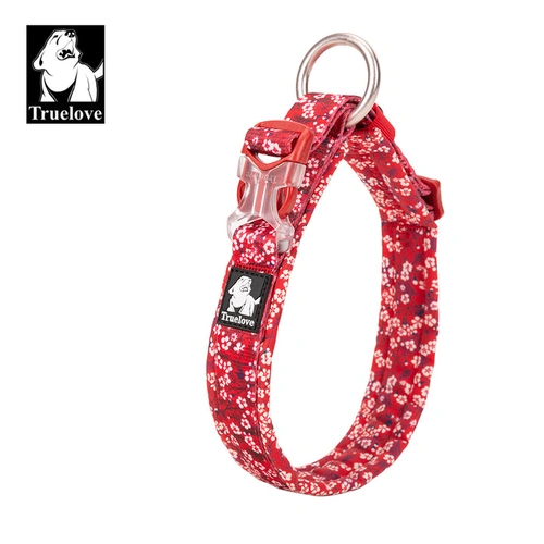  Floral Dog Collar - Red, XS