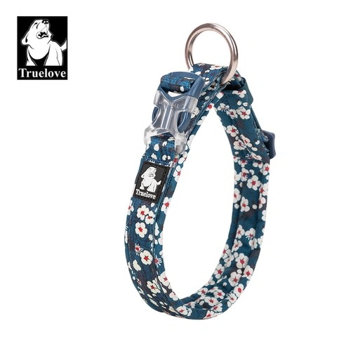  Floral Dog Collar - Blue, XS